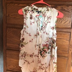 Pink Clover Tie Neck Top